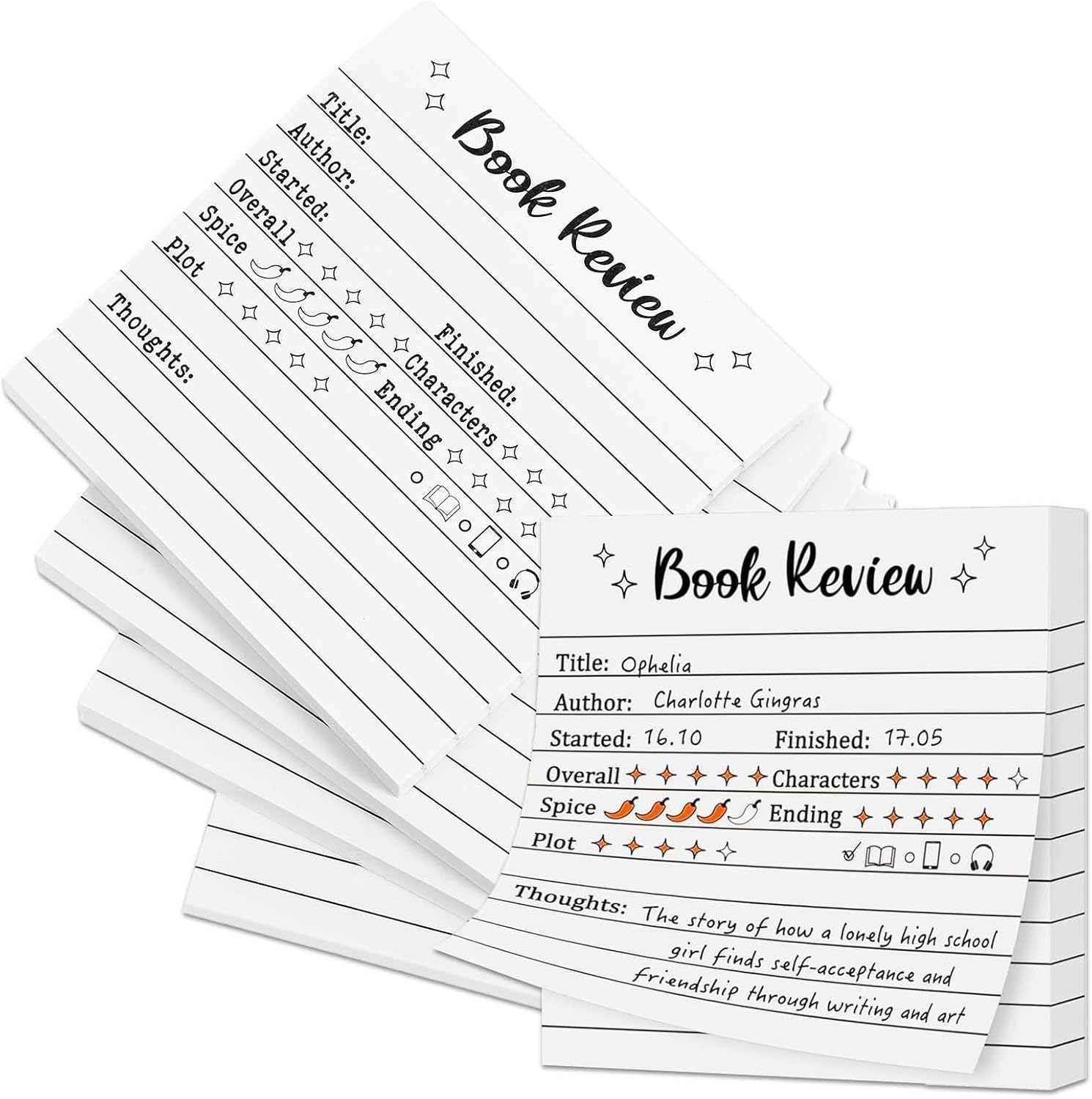 4Pcs Book Sticky Notes Set for Review, 200 Sheets