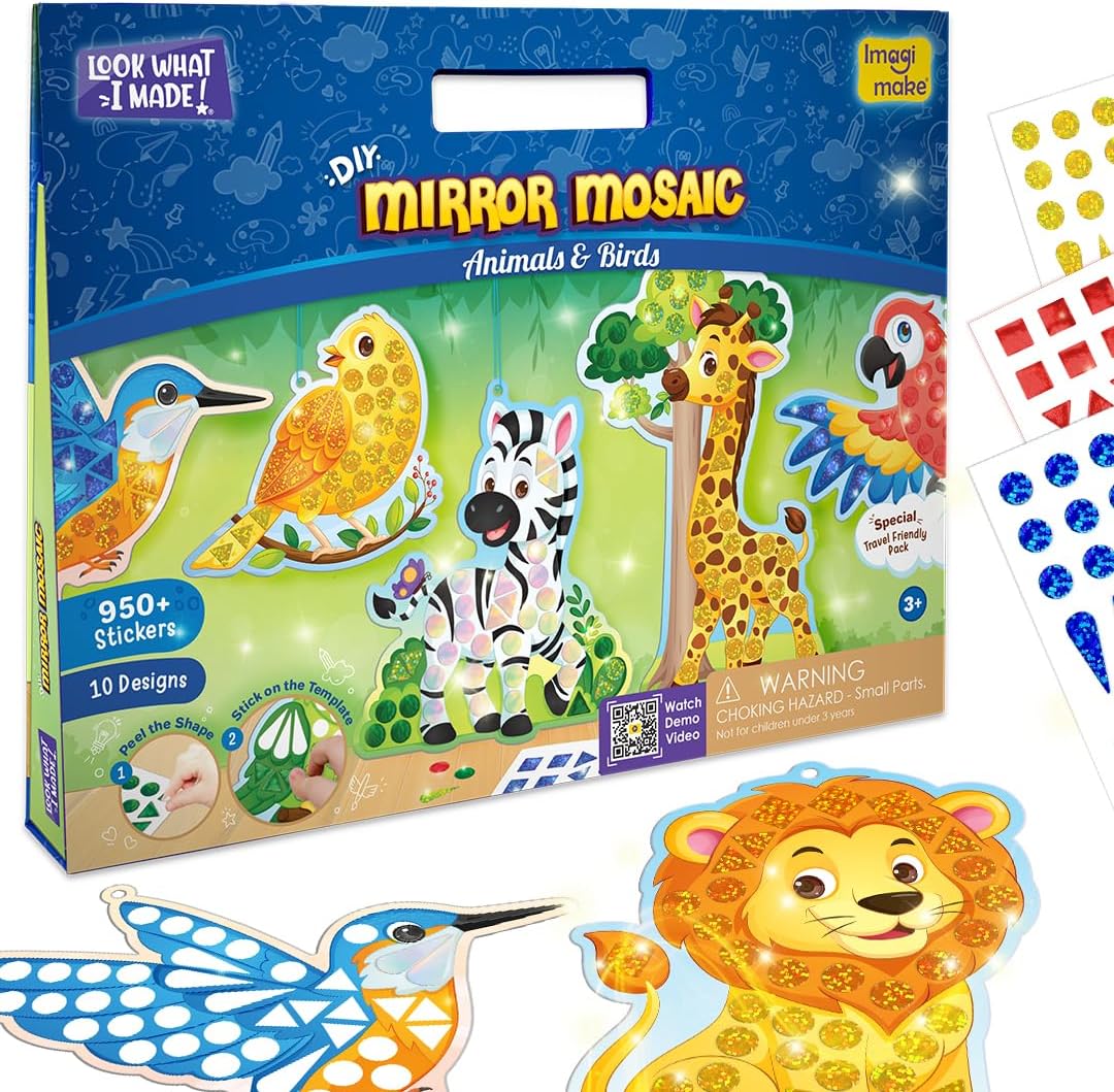 Imagimake Mirror Mosaic Birds & Animals Kids Art Set